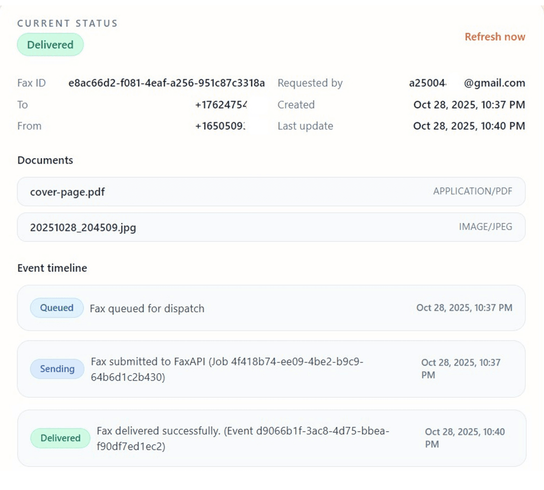 1Fax Dashboard
